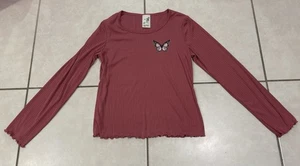 Lily Bleu Langarmshirt Mädchen XL Größe 16 rosa Schmetterling "Unikat" - Bild 1 von 6