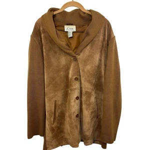 DR LINEA by Louis Dell'Olio Brown Tan Suede Leather Jacket 1x Beige A8342 Womens - Picture 1 of 12