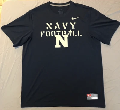 Nike Navy Midshipmen Football T Shirt Mens Large Navy Blue Dri Fit Lightweight - Image 1 of 4