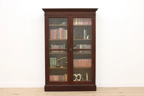 Traditional Antique Oak 2 Door Office or Library Bookcase, Wavy Glass #43574 Cover