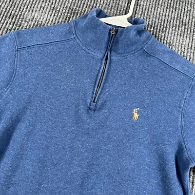 Polo Ralph Lauren Pullover Sudadera Juvenil Grande Azul 1/4 Cremallera Carne Poni Foto 1 de 4