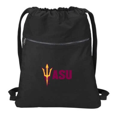 Arizona State Canvas Drawstring Backpack ASU Cotton Cinch Pack Bag - Image 1 of 4