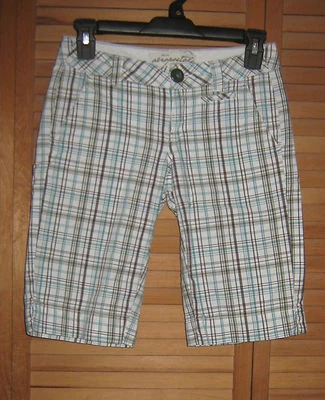 PANTALONES CORTOS JUNIORS AEROPOSTALE - CUADROS -PLANOS - 100% ALGODÓN - BERMUDAS/CAMINAR -TALLA 00 Foto 1 de 4