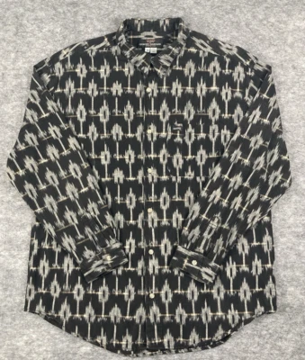 Vintage Guess Shirt Mens M Georges Marciano Black Tribal Print Long Sleeve Aztec - Image 1 of 4