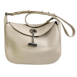 Botkier Waverly Eggshell Pebbled Leather Shoulder Bag Purse Metallic Blue Inside - Bild 1 von 16