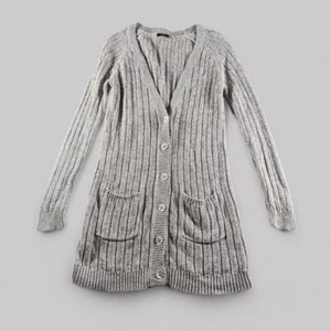 Magaschoni Sweater Womens Size M Tan Linen Metallic Shiny Long Tunic Rib Duster - Picture 1 of 10