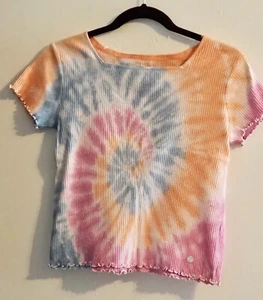 L (12-14) Girls Justice Tie Died Short Sleeve 97% Cotton 3% Spandex Top - Picture 1 of 3