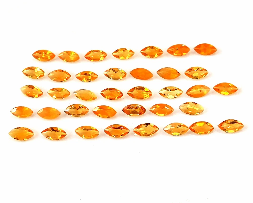 2.5X5 MM MARQUISE CUT AAA+ NATURAL MEXICAN FIRE OPAL FACETED GEMSTONE 37 PIECES - Image 1 of 4