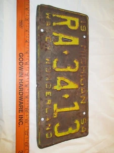 Vintage 1954 Michigan license plate # RA 34 13 - Picture 1 of 5