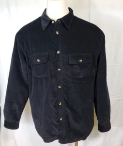 Covington Men's Corduroy Shirt Jacket Fleece Lined Button Front Black X Large - Picture 1 of 6