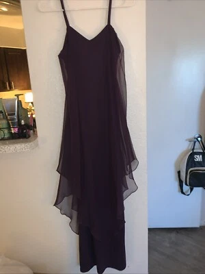 Vestido Vintage Pat Richards J Magnin Años 70 En Púrpura Superpuesto Talla Pequeña XS Foto 1 de 4