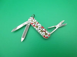 Victorinox Swiss Army Classic Red Edelweiss Folding Pocket Knife - Picture 1 of 7