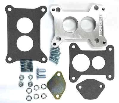 350 Holley 2 barrel Adaptor To Holden Blue & Black Varajet Manifold 10-219 - Image 1 of 2