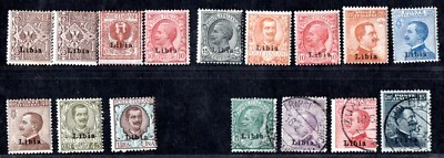 LIBYA 1912-1922 FIRST SET OVERPRINTED LIBYA MINT TO 1 LIRE & 4 USED MINT HINGED - Image 1 of 2