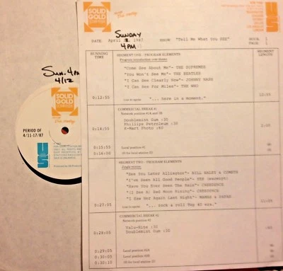 RADIO SHOW:4/13/87 SEE! BILL HALEY, YES, CCR, BTO, DC5, TODD RUNDGREN,HAPPENINGS - Image 1 of 2