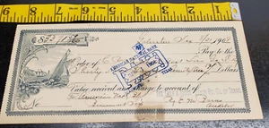 1908 Canceled check - American National Bank - Sailing ships - Beaumont Texas - Picture 1 of 6