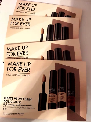 4x Make Up FOR EVER MATTE VELVET SKIN CONCEALER Sample CARDS: 2.3,3.2,4.1,5.2 - Image 1 of 4