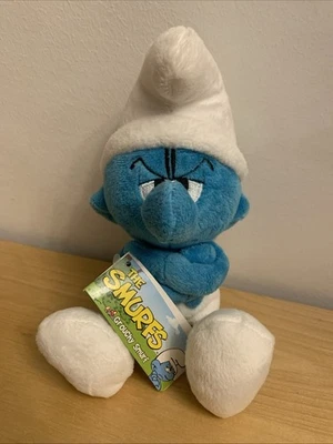 NWT 2009 Peyo The Smurfs Grouchy Smurf 8” Beanie Plush Stuffed Animal - Image 1 of 3
