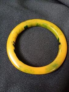 Marbled Yellow Blue Bakelight Braclet - Picture 1 of 4