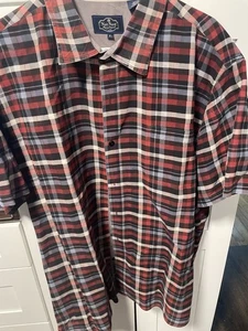 Nat Nast Shirt Luxury Originals Silk Blend Button Up Red Plaid Short Sleeve XL - Picture 1 of 4