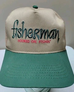 Fisherman Hooked On Fishing Snapback Mesh Back Cap Hat Embroidered OC Cap - Picture 1 of 7