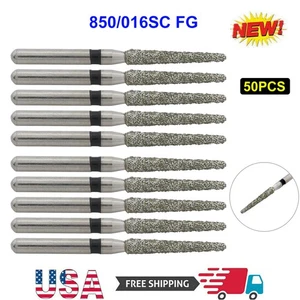 50X Dental Diamond Burs Round End Taper Super Coarse 850/016SC FG High Speed Bur - Picture 1 of 6