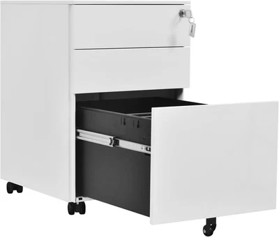 Steel File Cabinet 3 Drawers Metal Office under Desk Document Storage Furnitu... - image 1 of 4