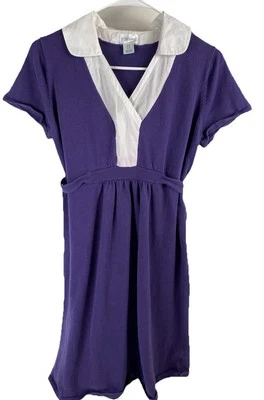 Motherhood Maternity Women's Purple Dress with White Collar Short Sleeve Size M - Image 1 of 4