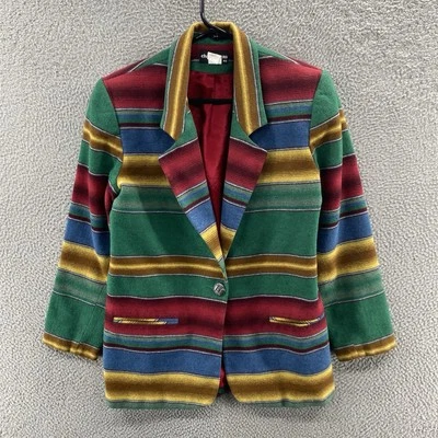 VINTAGE Chad Stevens Blazer Men Small Colorful Striped Abstract Formal Dress 90s Foto 1 de 4