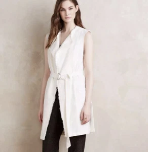 NEW Anthropologie Elevenses Small Luna Frayed Belted Sleeveless Duster Vest - Picture 1 of 11