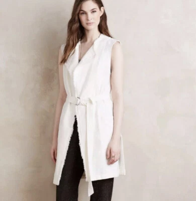 NUEVO Chaleco Plumero Anthropologie Elevenses Pequeño Luna Deshilachado Cinturón Sin Mangas Foto 1 de 4