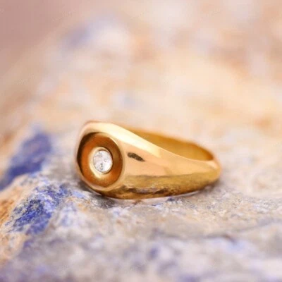 Anillo de diamantes para hombre enchapado en oro anillo minimalista anillo de sello de plata de ley 925 Foto 1 de 4