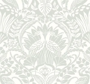 York Wallcoverings DM4998 Egret Damask Wallpaper Green - Picture 1 of 6