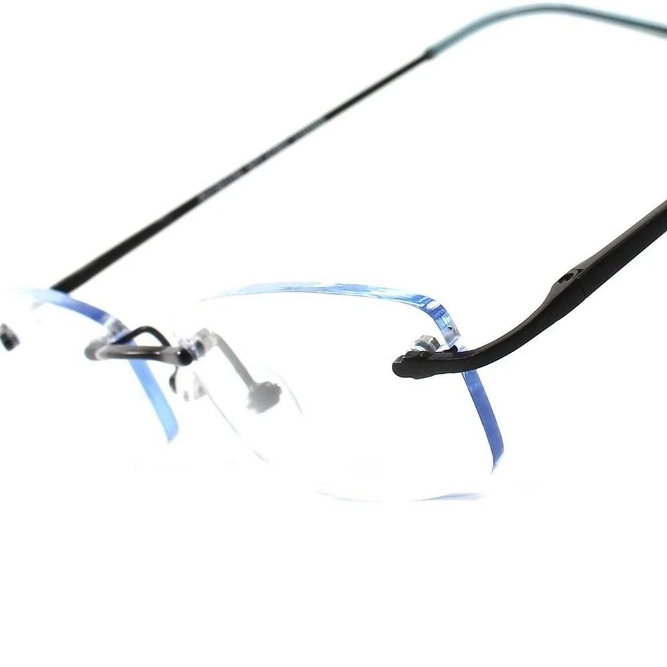 Elegante tinte azul claro elegante sexy rectángulo para hombre mujer gafas de sol sin marco Foto 1 de 4