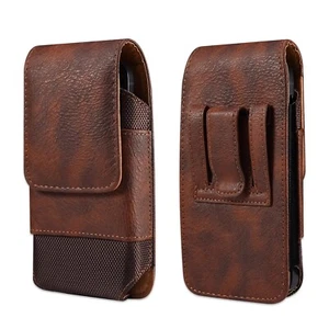 Para Consumer Cellular Iris Connect - Estuche vertical para tarjetas de cuero marrón - Imagen 1 de 5