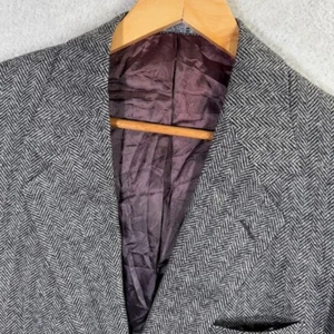 VTG John Alexander Mens 42R Tweed Wool 2 Button Sport Coat Grey Herringbone EUC - Picture 1 of 14
