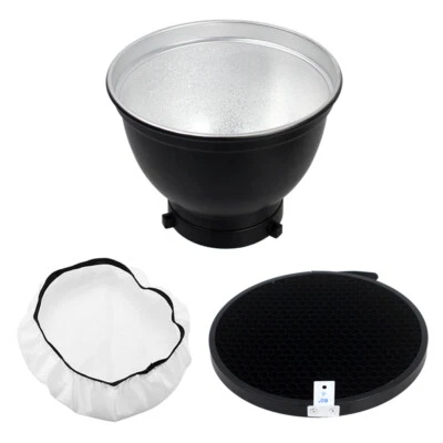 7Inch Standard Reflector with Diffuser Bowens Mount Multiple Honeycomb Grids - Image 1 of 4