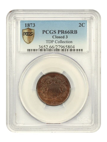 1873 2c PCGS Proof 66 RB (Closed 3) ex: TDP Collection Cover