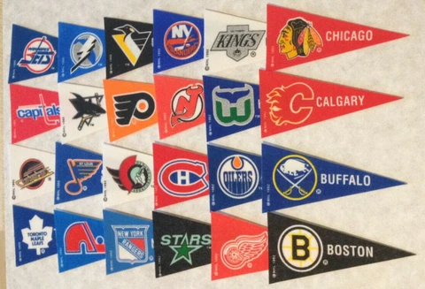 Your Choice: 1992-93 NHL BANNERS PENNANTS - Mini Size - 24 Different Cover