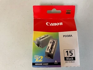 Canon PIXMA BCI-15 Black Ink Twin Pack Two 2 New Sealed - Picture 1 of 3