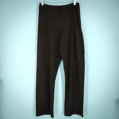 Eileen Fisher Size Medium M Brown Wool Pull On Straight Leg System Knit Pants - Image 1 of 4