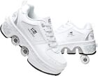 Four-Wheel Skate Shoes Children's Roller Detachable 3.5, White