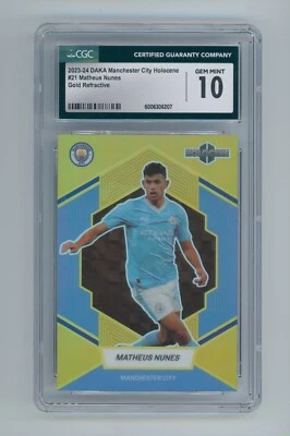 2024 Matheus Nunes Daka Holocene Gold Manchester City Card 7/10 CGC GEM MINT 10 - Image 1 of 3