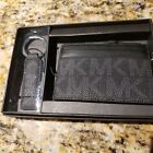 Michael Kors Jet Set Genuine Black Leather Credit Card Case And Key Fob $98 Nib