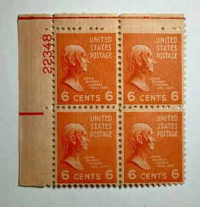 US 6 Cent John Quincy Adams Stamp of 1938, Scott #811 Block Of 4, MNH/OG/VF. - Picture 1 of 1