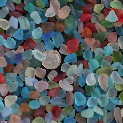 JES 20-100x Sea Beach Glass Beads Mixed Colors Bulk Blue Green Jewelry Pendant Deco