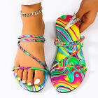 Sandals Fashionable New Pattern Colored Open Toe Breathable Flat Bottom Women