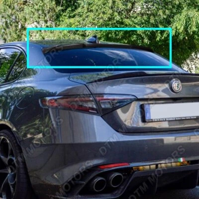 For 2017-2023 Alfa Romeo Giulia Real Carbon Fiber Rear Roof Window Spoiler Wing - Image 1 of 4