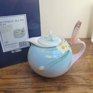 Tetera de porcelana Franz Papillon Butterfly XP1878 en caja - Imagen 1 de 10