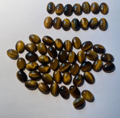 LOT OF 55 PCS GENUINE NATURAL 18X13 MM OVAL CAB BROWN TIGEREYE BELOW WHOLESALE! - Image 1 of 2